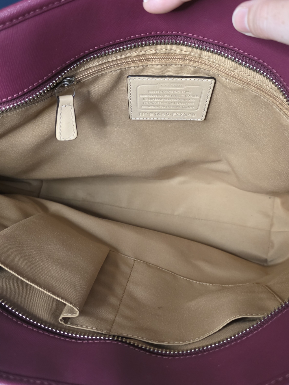 Coach Peyton SaffianoLeather Tote Bag Burgundy - Picture 9 of 11